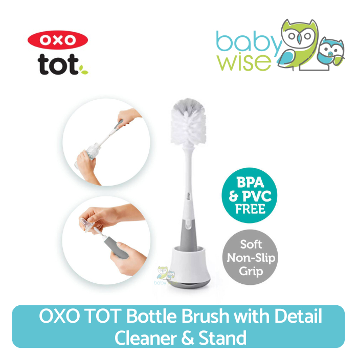 OXO Tot Bottle Brush with Detail Cleaner & Stand (teal) . Rp