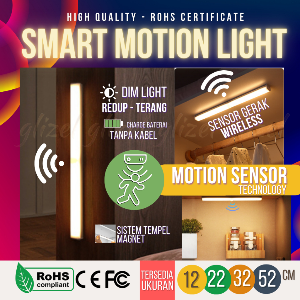 Jual Lampu Sensor Gerak Motion Sensor Bar Light Wireless LED Kitchen ...