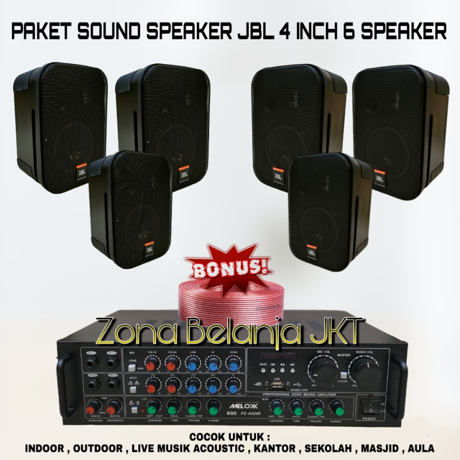 Jual PAKET SOUND SYSTEM CAFE AULA KANTORAN SPEAKER JBL CONTROL 4 INCH 6 ...