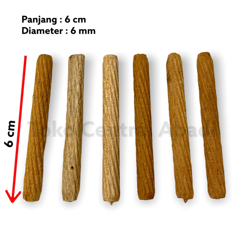 Jual Dowel kayu ukuran 6 mm x 60 mm isi 100 pcs / Dowel Kayu / Dowel