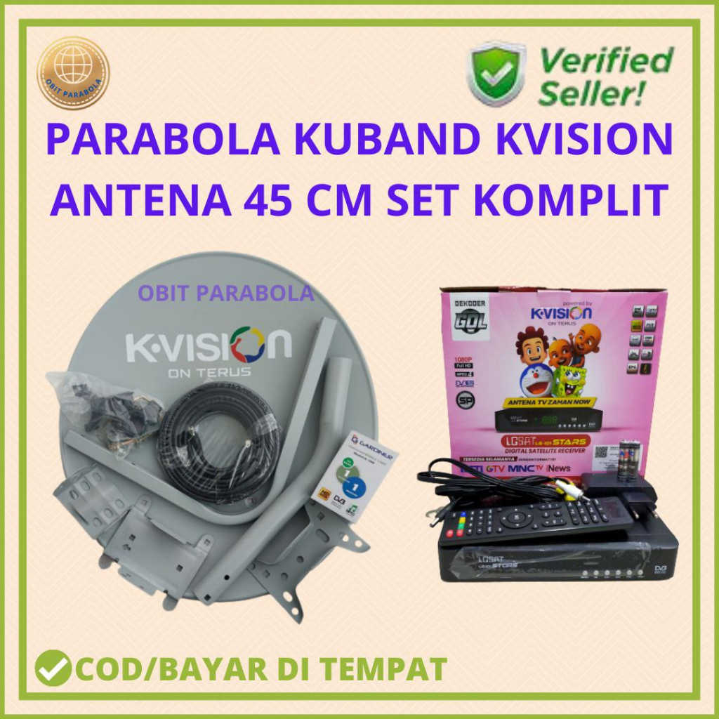Jual PARABOLA KUBAND KVISION KOMPLIT SET ANTENA 45 CM RECEIVER KVISION ...