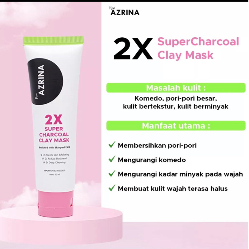 Jual NEW AZRINA 2X Super Charcoal Clay Mask 25ml & 50ml | Shopee Indonesia