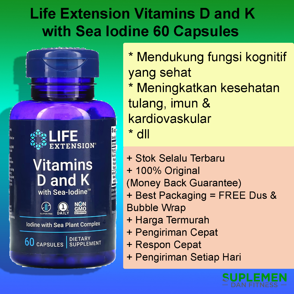 Jual Life Extension Vitamins D and K with Sea Iodine 60 Capsules
