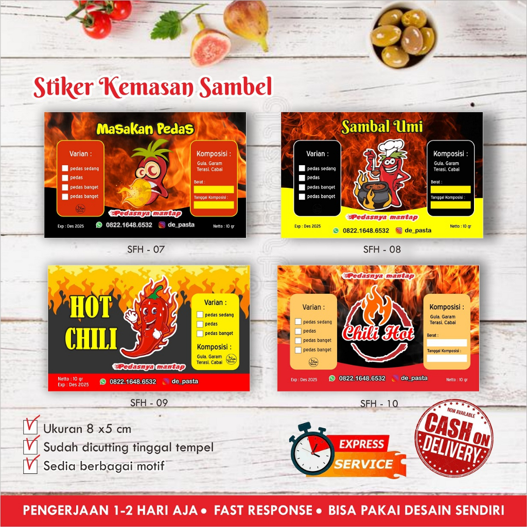 Jual Stiker sambal pedas bulat Cromo / Label kemasan makanan / seblak ...