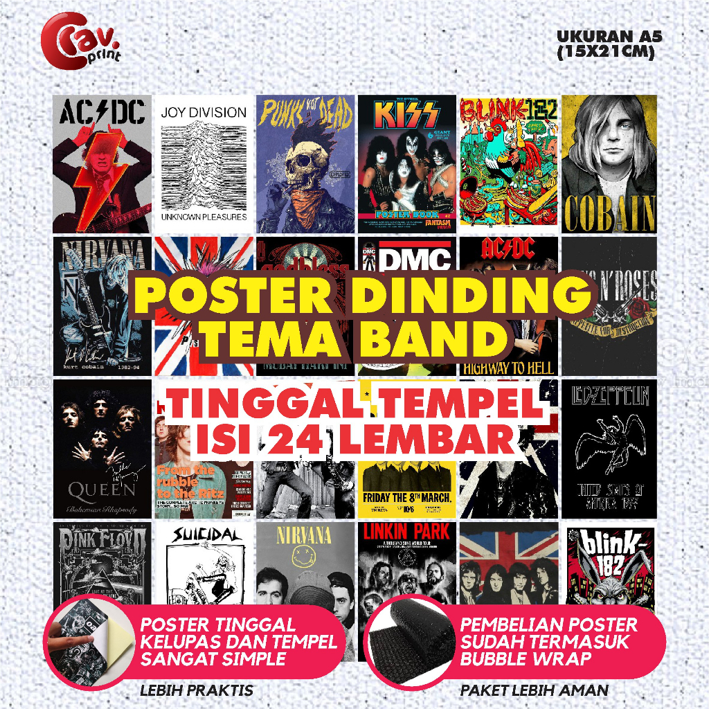 Jual Poster sticker band series tinggal tempel | Shopee Indonesia