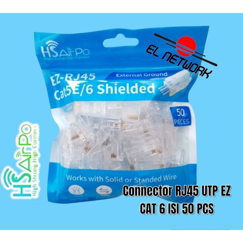 Jual HS AIRPO CONNECTOR UTP EZ RJ 45 CAT6 isi 50pcs anti gagal HS