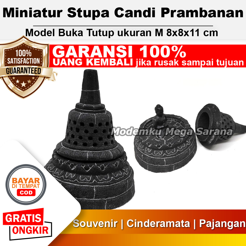 Jual Miniatur Stupa Candi Borobudur Patung Budha - Buka Tutup M