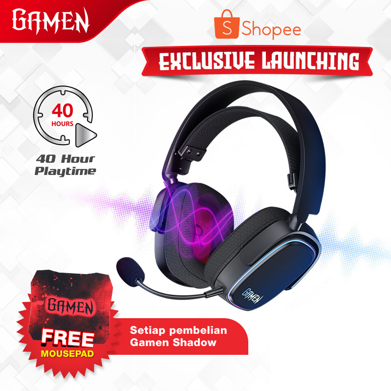 GAMEN Shadow Gaming Wireless Headphone Headset Earphone 40 ms Low Latency Bluetooth With Mic Compatible For PS4 Xbox PC Phone etc Original