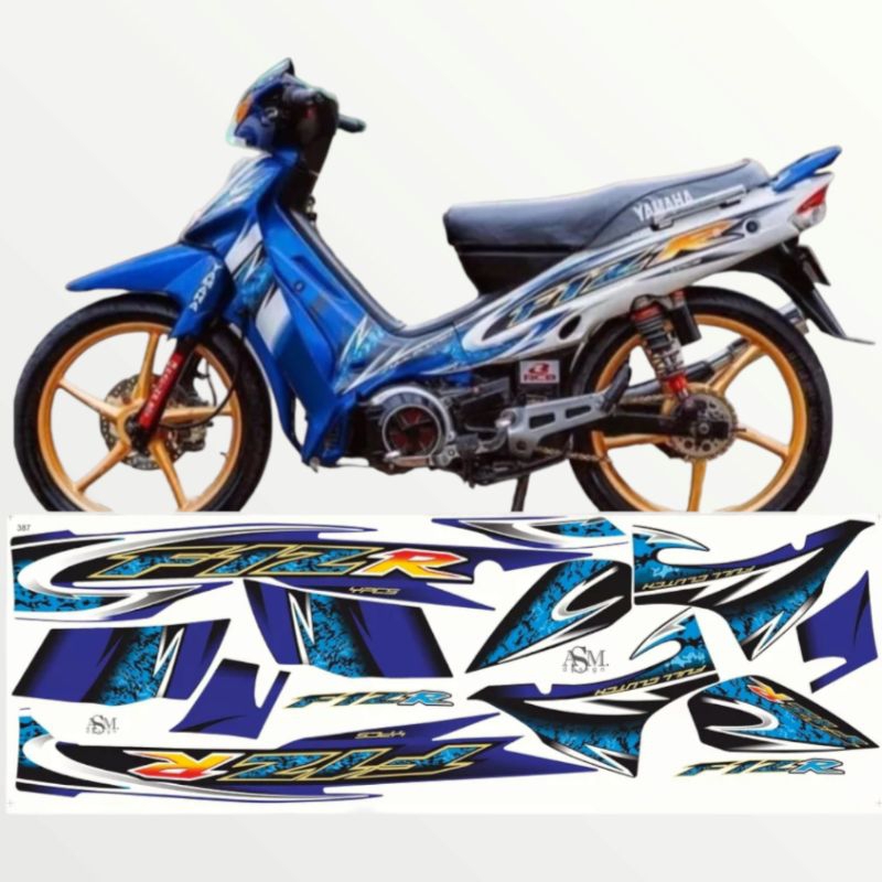 Jual Striping sticker motor yamaha fiz r 2005 biru putih tahan pernis ...