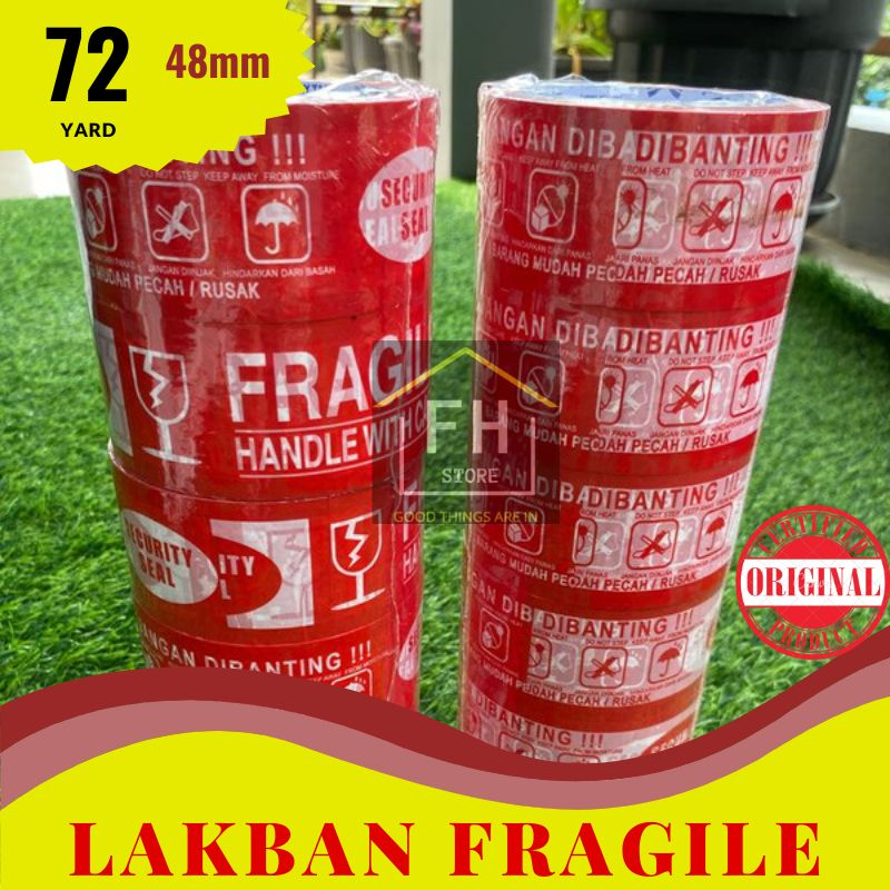 Jual Lakban FRAGILE 2 INCH/ JANGAN DIBANTING/ 48 MM (1 SLOP 6 PCS ...