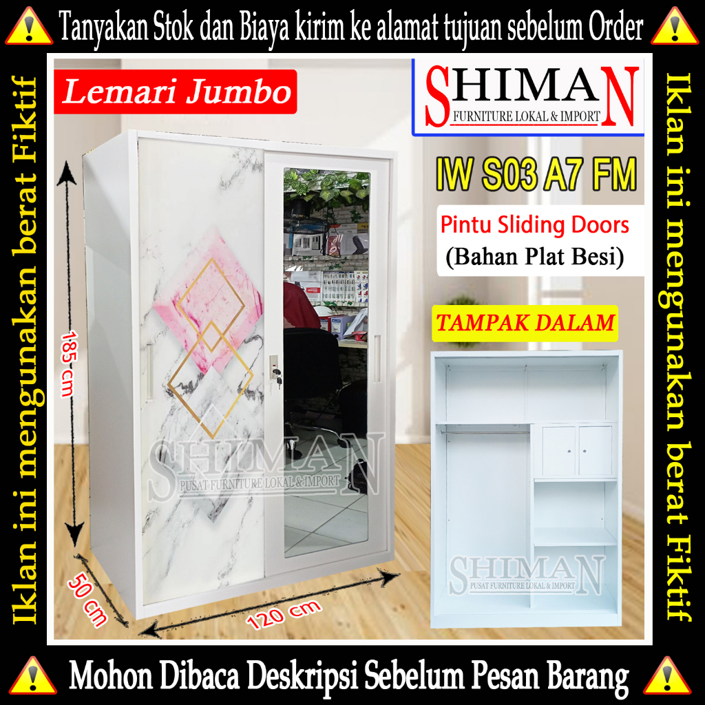 Jual Lemari Pakaian Besi Sliding Door IW S03 A7 FM OKELO | Shopee Indonesia