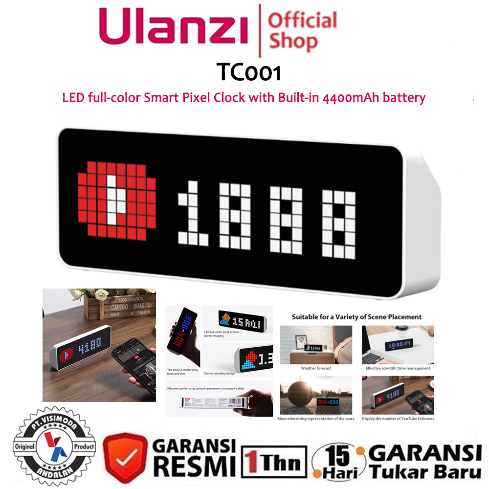 Jual Ulanzi TC001 LED Hi-Tech Full Color Awtrix Smart Pixel Clock ...