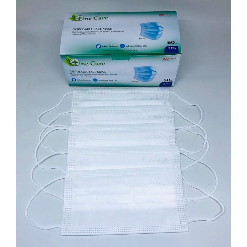 Jual MASKER EARLOOP ONE CARE 3 PLY PUTIH DISPOSABLE FACE MASK ISI 50 ...