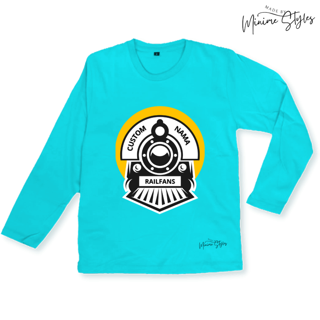 Jual Baju Kaos Anak Tangan Panjang Custom Gratis Nama Kartun Kereta Api