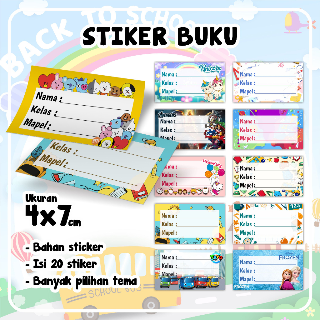 Jual Sticker Label Buku Stiker Mapel Stiker Buku Sekolah Stiker