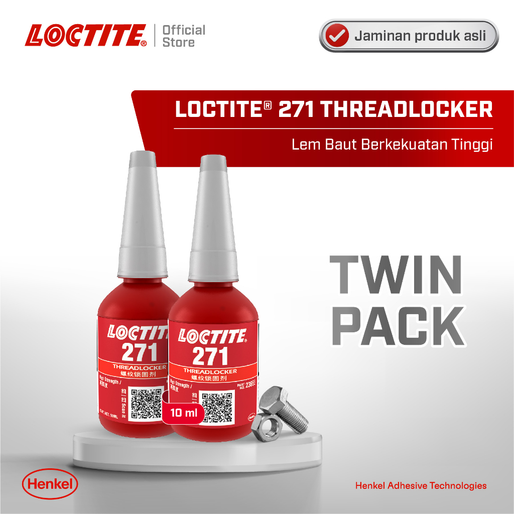 Jual Henkel LOCTITE 271 Threadlocker Lem Baut - 10 ml (Twin Pack ...