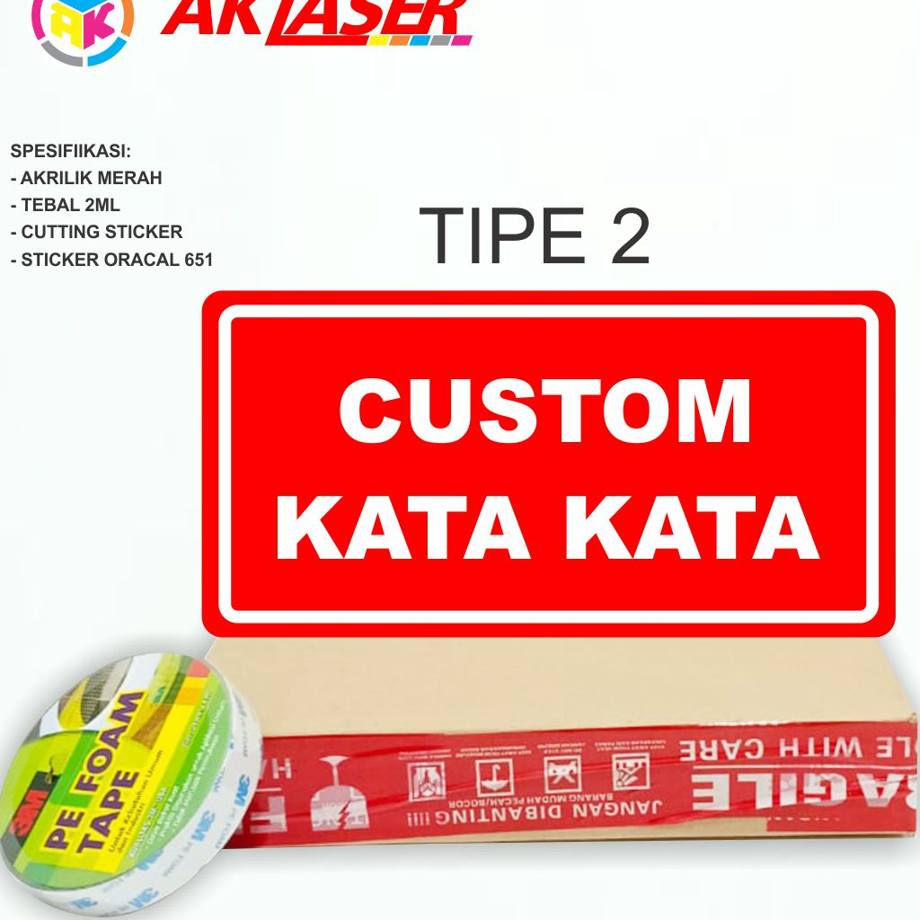 Jual Akrilik Sign Merah Custom Tulisan Kata Kata Tipe Acrylic