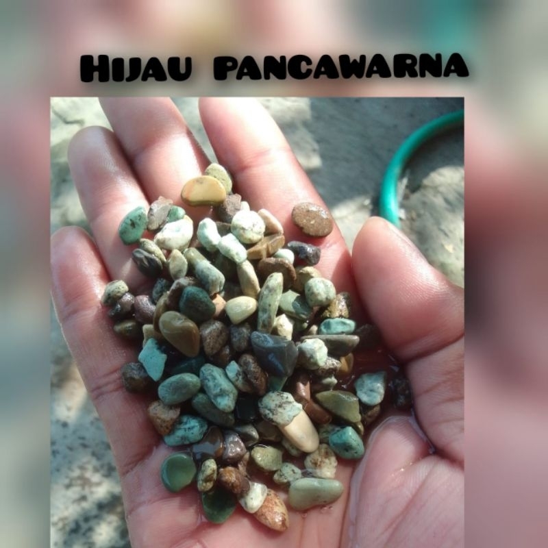 Jual Batu hias/Batu pancawarna hijau/Batu krikil pancawarna hijau 1kg