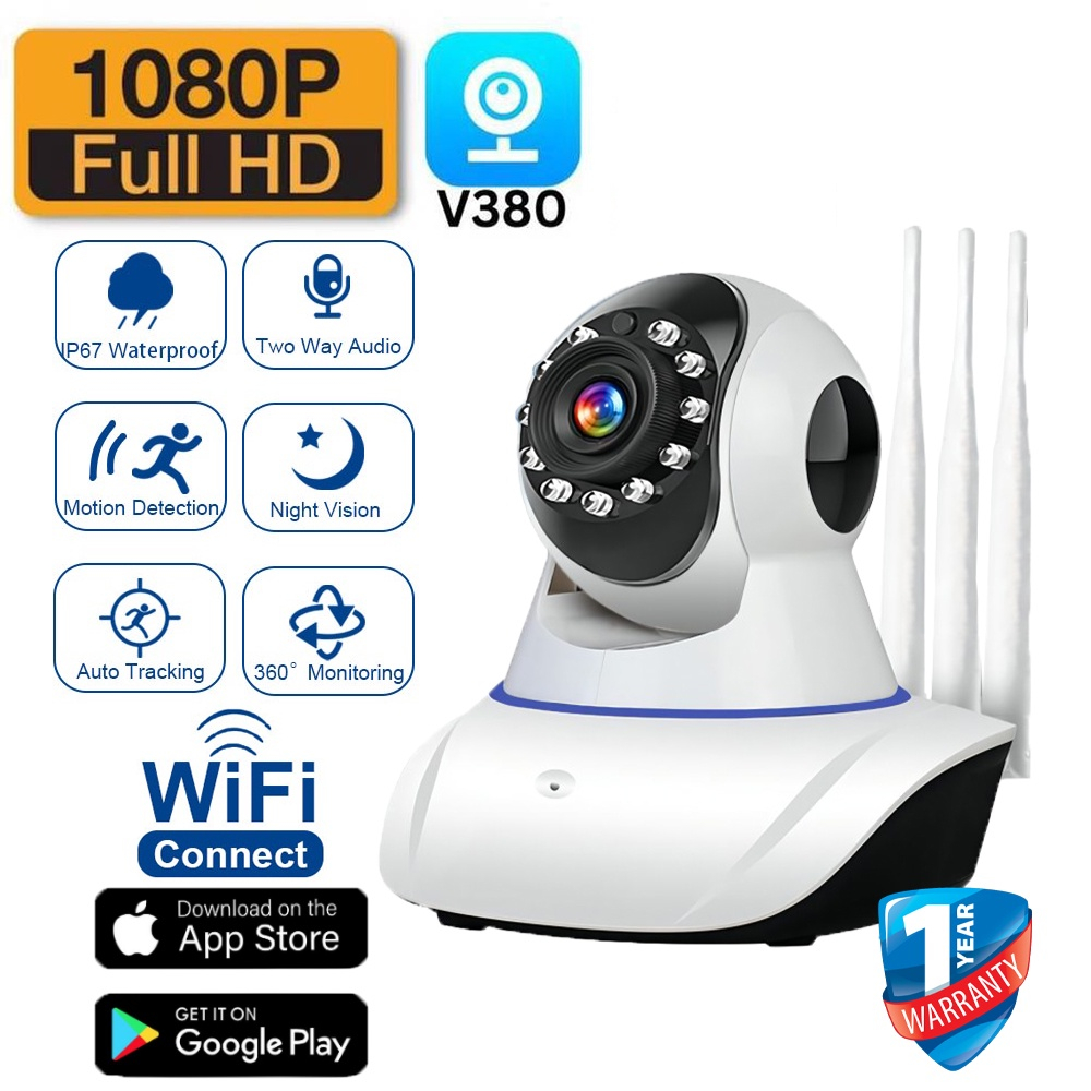 Jual CCTV Kamera V380 Pro 5 Antena IP Kamera HD 1080P WIFI Wireless 360 ...