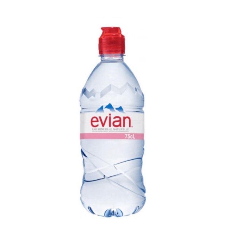 Jual Evian Natural Mineral Water Sports Cap 750ml. Original Prancis