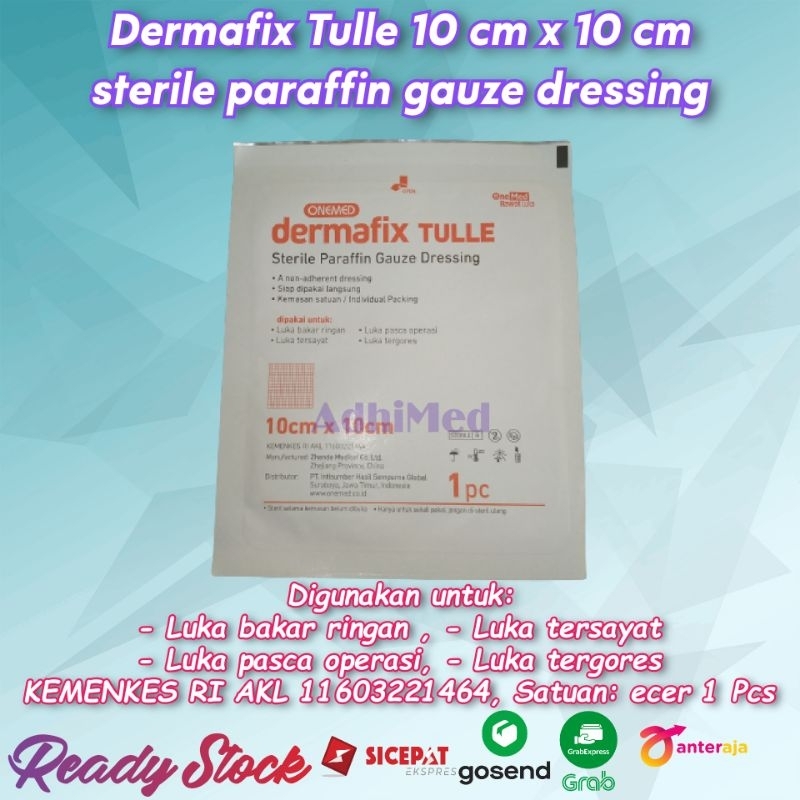 Jual dermafix tulle 10cm / kasa luka bakar paraffin gauze dressing