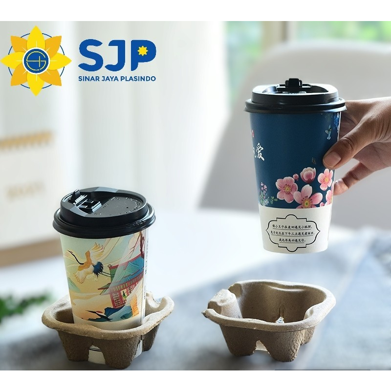 Jual Paper 2 Cup Holder 2 in 1 bisa di belah 2 Tatakan gelas plastik ...