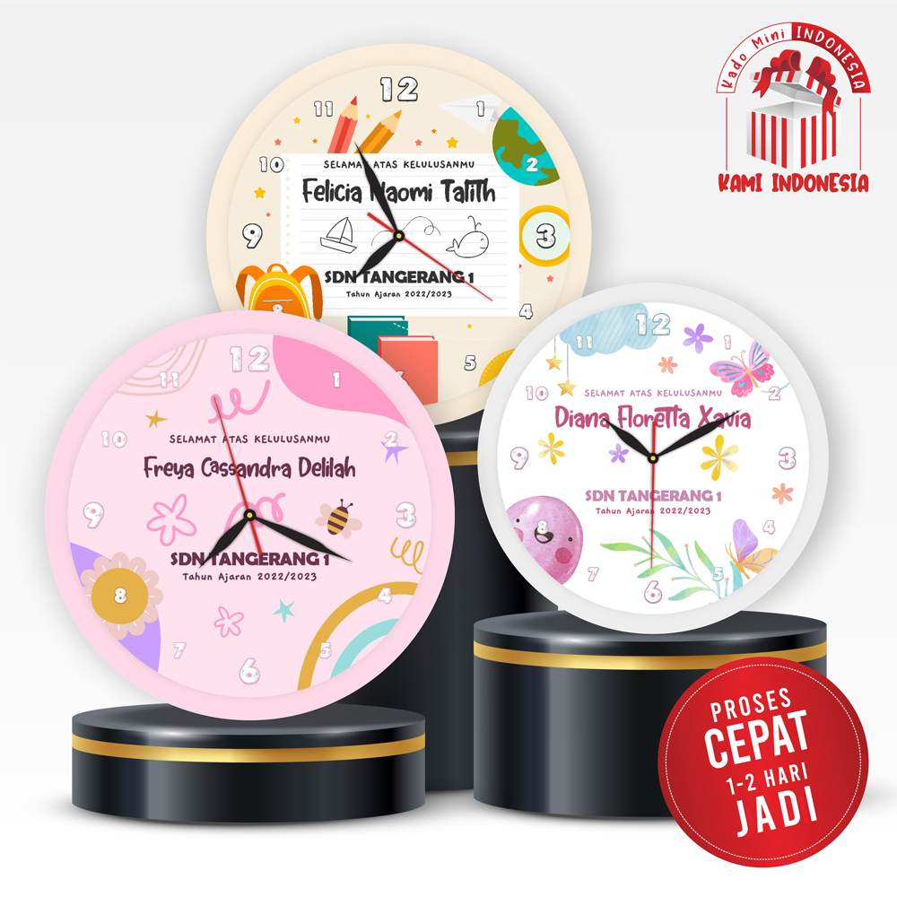 Jual JAM MEJA UNIK CUSTOM NAMA KARAKTER HADIAH WISUDA WEKER BULAT DUDUK ...