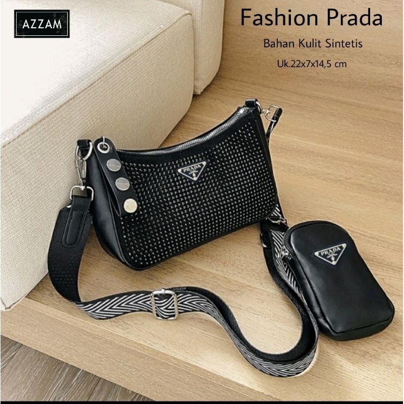 TAS SELEMPANG WANITA FASHION PRADA TAS IMPORT BY ORI AZZAM