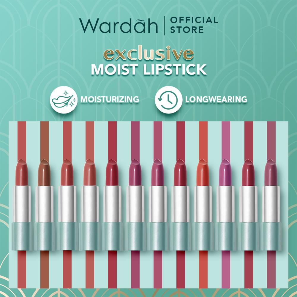 Wardah Exclusive Moist Lipstick - Warna Intense dengan Natural Moist dan Glossy Finish - Dilengkapi Vitamin E yang Melembabkan Bibir - Tekstur Halus
