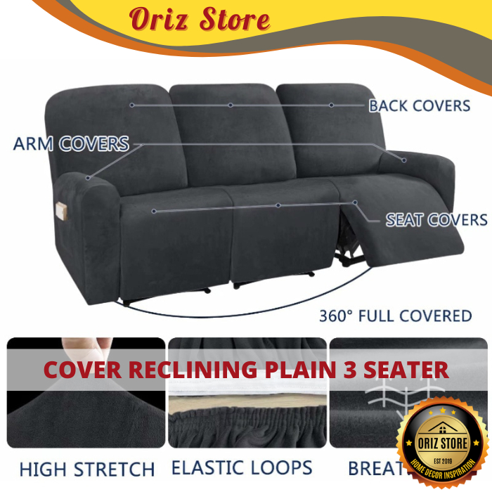 Jual Cover Sofa Reclining Sarung Recliner Elastis Plain Velvet Non