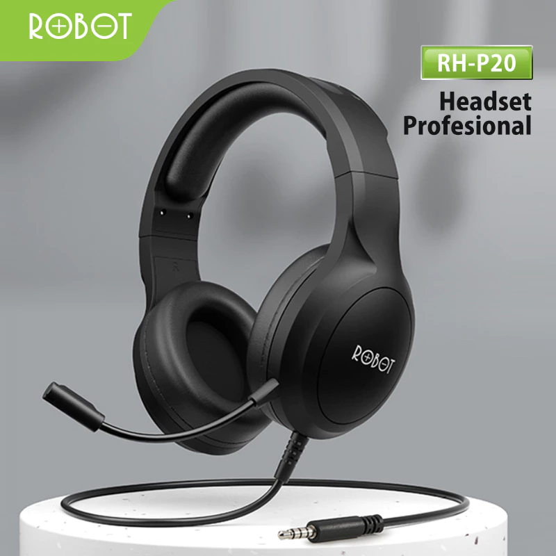 ROBOT Headphone Wired RH-P20 3.5mm Jack Black Headphone Original - Garansi 1 Tahun