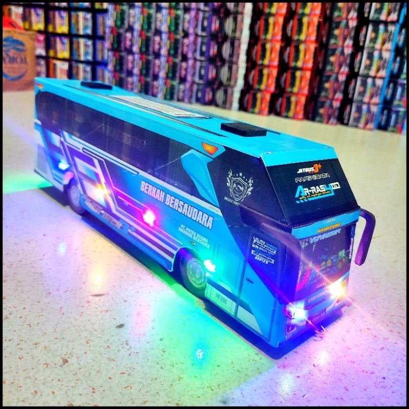 Jual Miniatur Bus Telolet Basuri Berkah Bersaudara AR-Rasyid Full Lampu ...