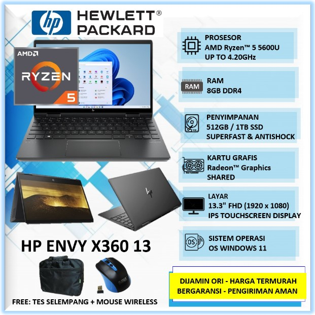 Jual Laptop Touchscren 2in1 Flip HP ENVY X360 13 Ryzen 5 5600U Ram 8GB