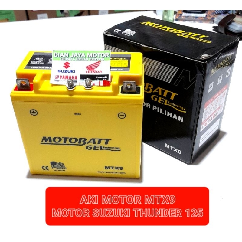 AKI ACCU MOTOR MOTOBATT 9 AMPER MTX9 SUZUKI THUNDER 125