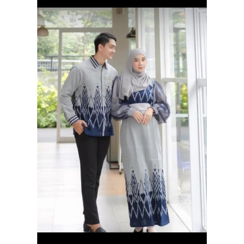 Jual Ready Stock Gamis Reyna Dress Tenun Couple Full Tenun Baju