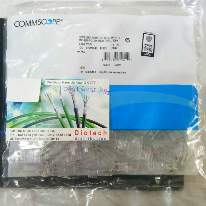 Jual Connector RJ45 Cat 5e Commscope/ pack (6-554720-5) | Shopee Indonesia