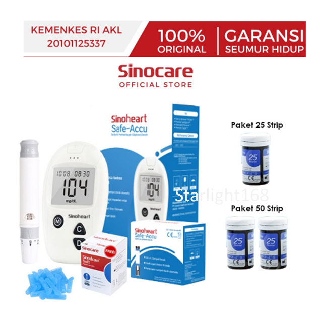 Jual Alat Cek Gula Darah Sinocare Sinoheart Safe Accu Safe Accu