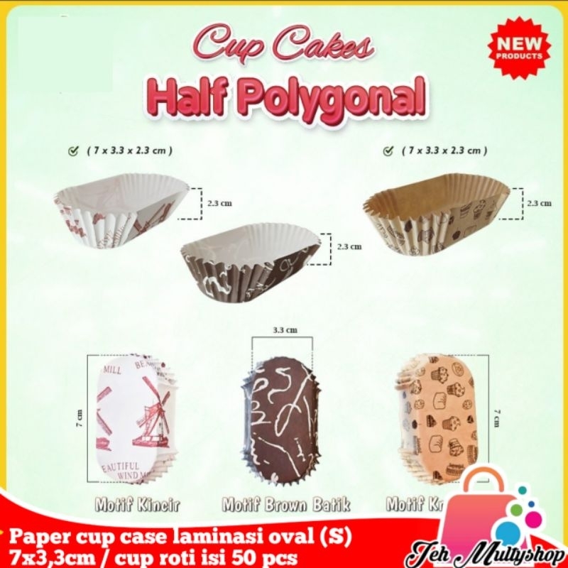 Jual Paper cup case laminasi oval (S) / cup roti 7x3,3cm isi 50 pcs ...