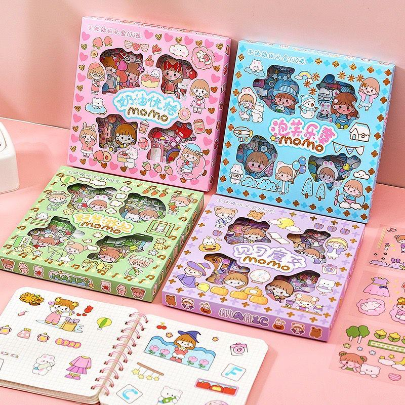 Jual STICKER WATERPROOF STIKER MOMO 2D DIY VIRAL KOREA BOX ISI 100 ...