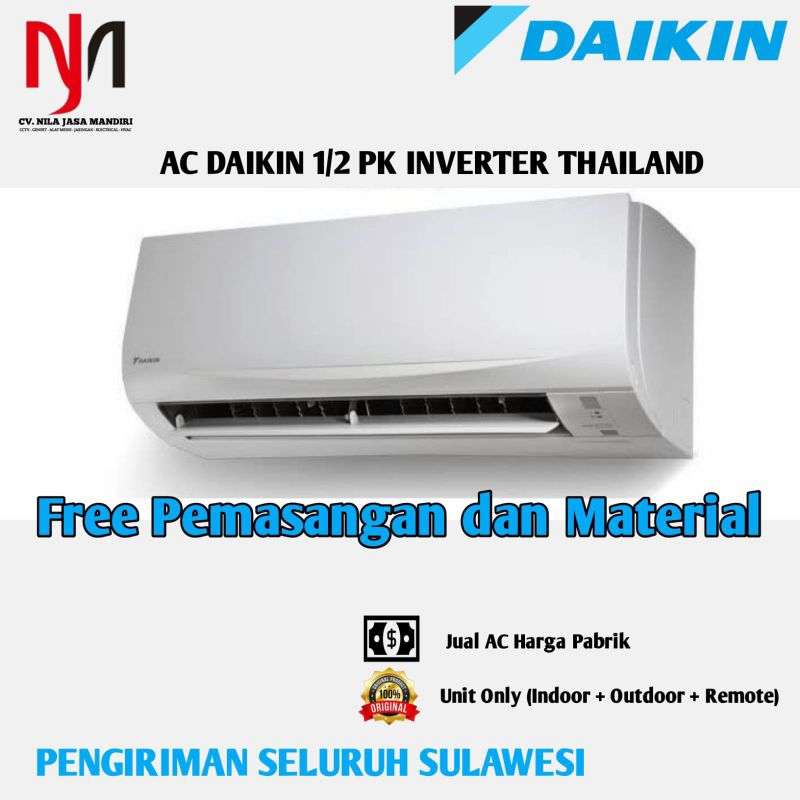 Jual AC Daikin 1/2 PK Inverter Thailand + Pemasangan Dan Material ...