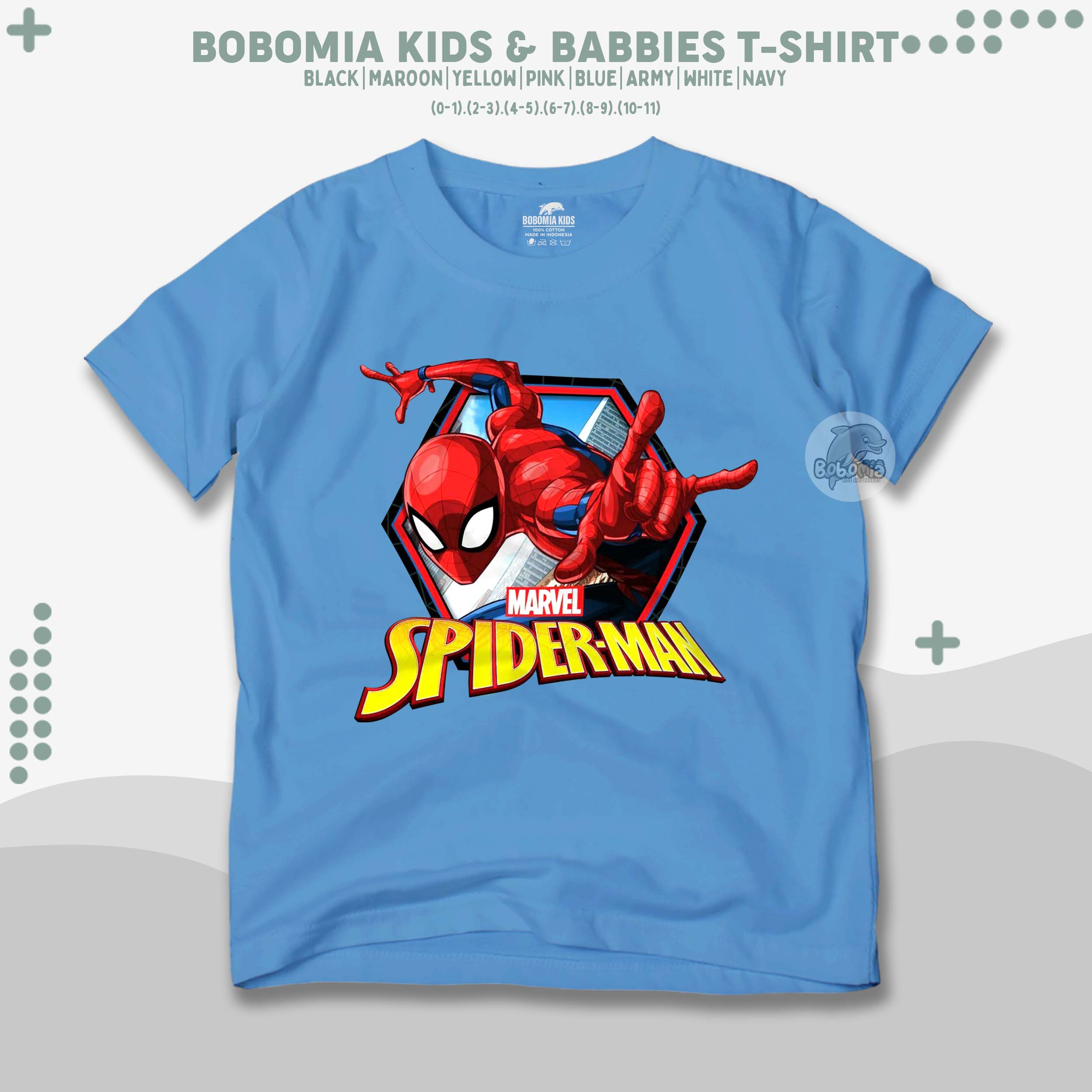 Bobomia Kaos Anak Spiderman Marvel Series Superhero Spider Man Baju  Distro Anak Laki-Laki (0-10 Tahun) Kids Tshirt K1289