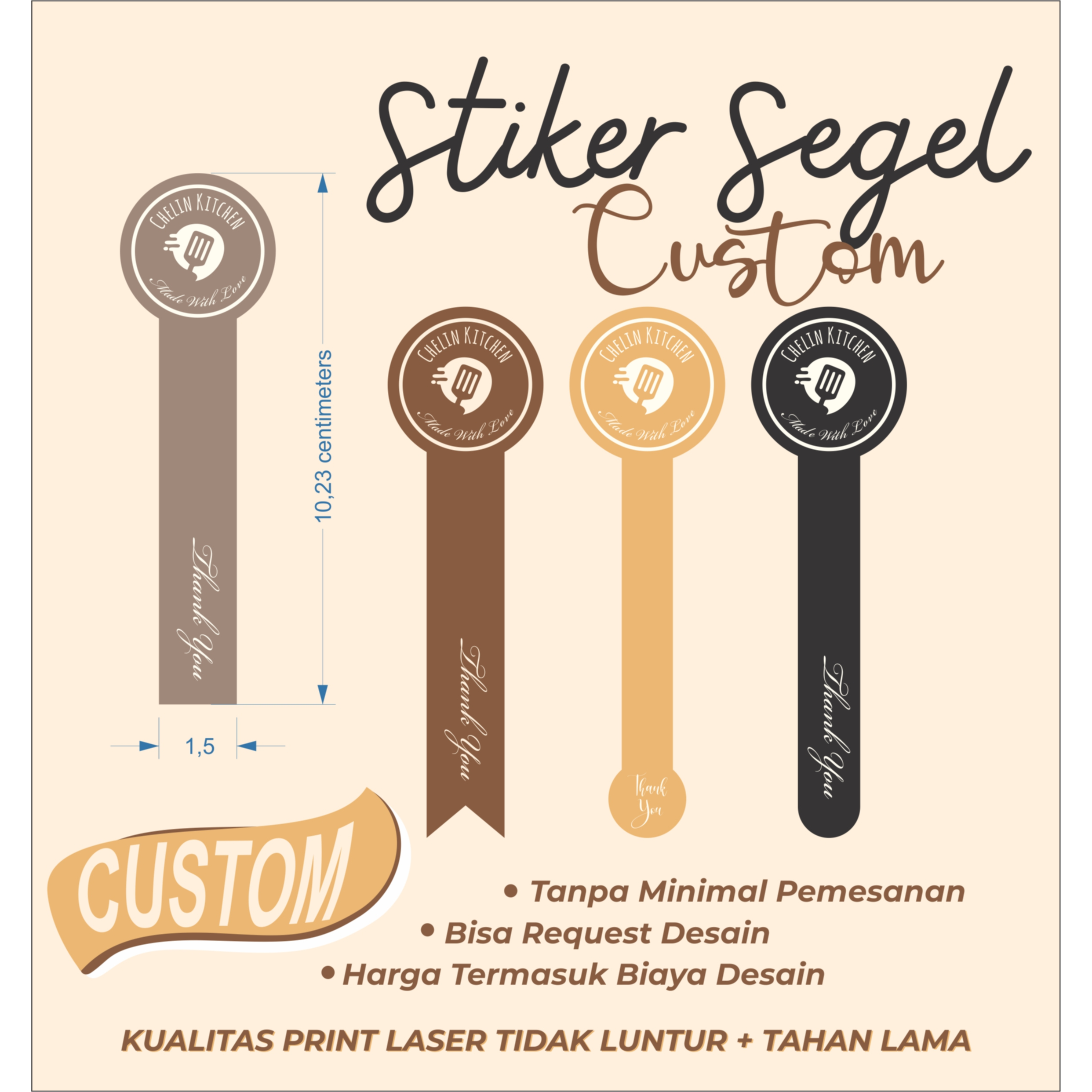 Jual Pcs Stiker Segel Custom Desain Stiker Label Makanan Shopee