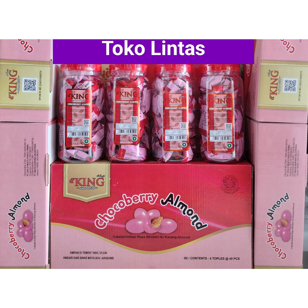 Jual Chocoberry Almond Cokelat Bonibol Stroberi Kacang Almond Dking 1 Dus Isi 4 Toples Shopee 1411