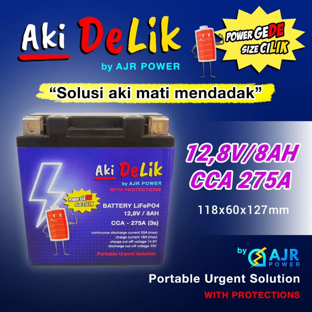 Jual De Lik ACCU AKI CADANGAN Emergency MOBIL Lithium LiFePo4 AJR POWER