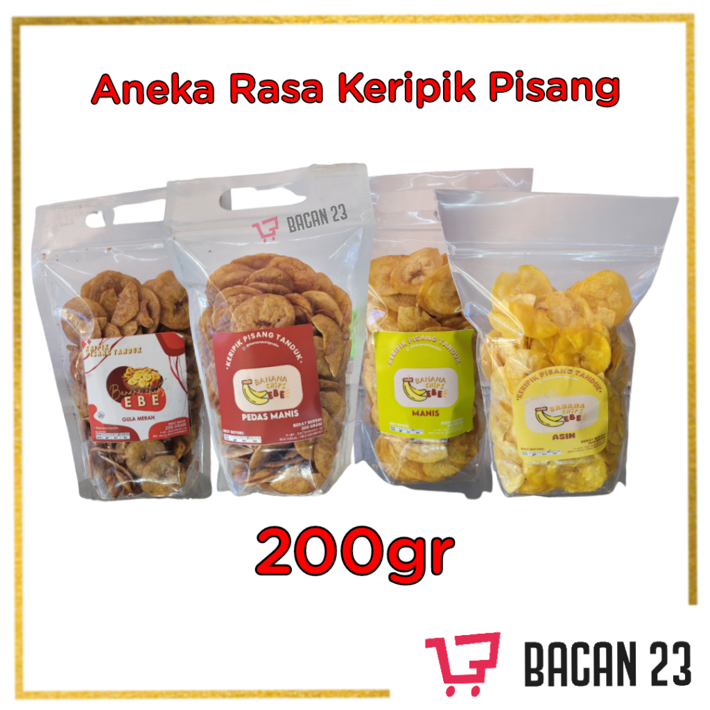 Jual Keripik Pisang Tanduk Ebe 200g Manis Asin Pedas Gula