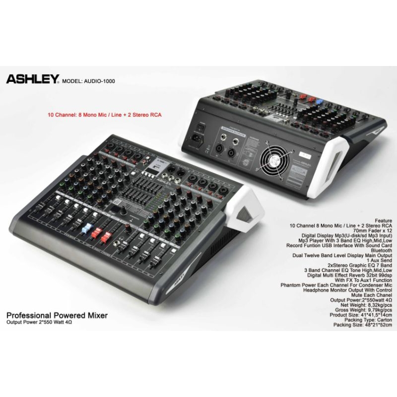 Jual [ 100 Ori ] Power Mixer 10 channel ASHLEY AUDIO 1000 Garansi