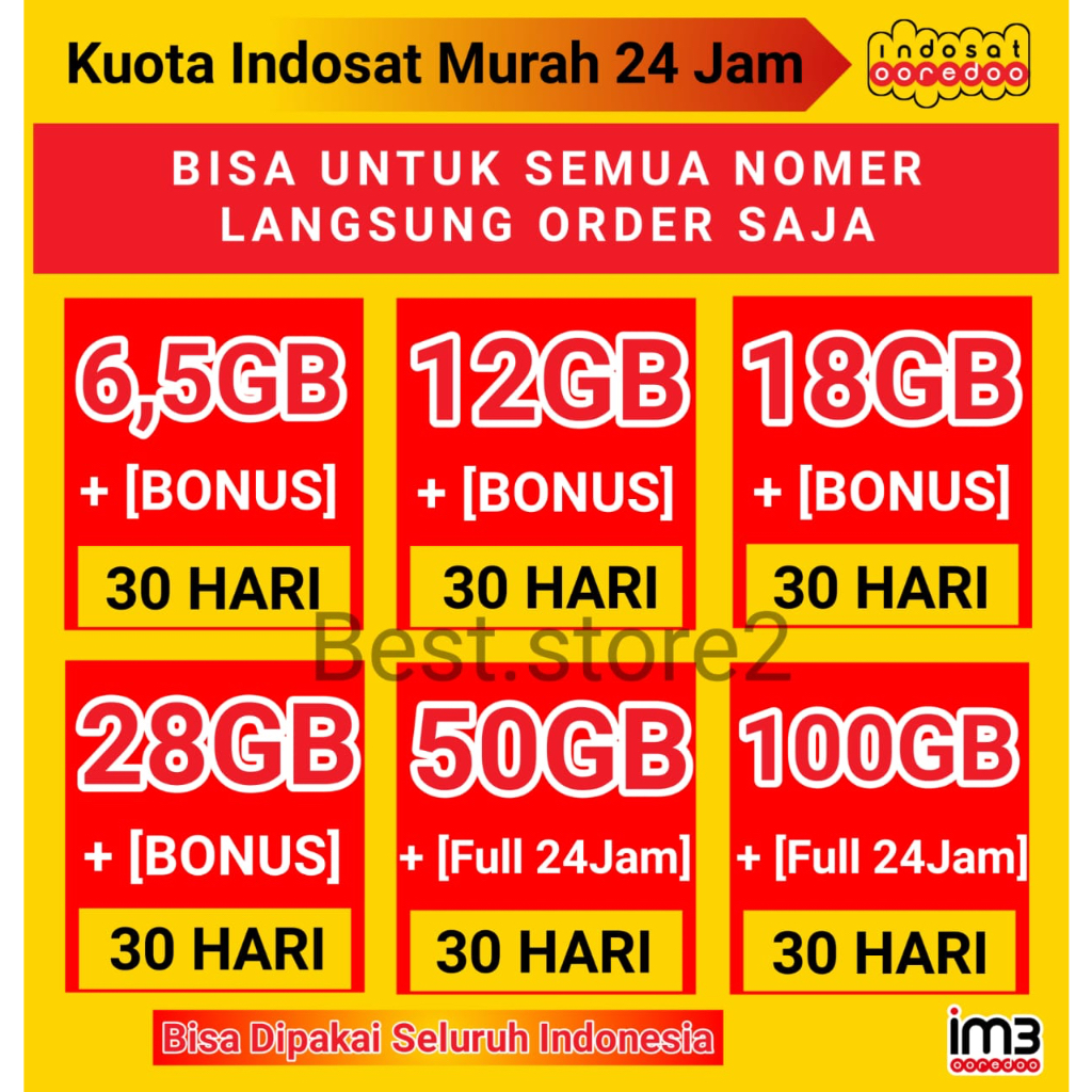 Jual PAKET DATA INDOSAT MURAH FULL 100GB 50GB 44GB 28GB 20GB