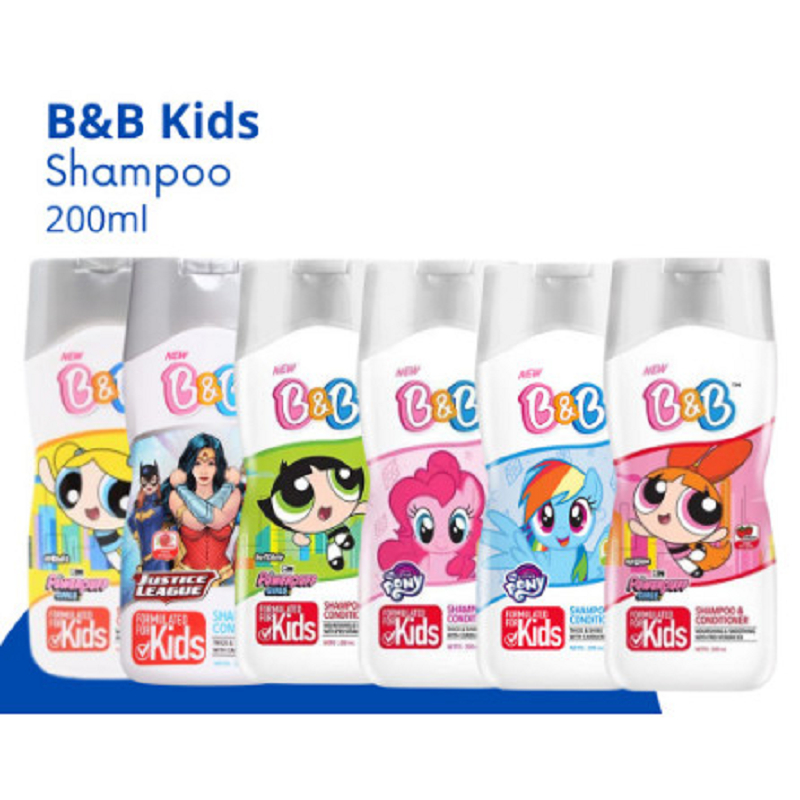 Jual B&B Kids Shampoo & Conditioner 200 Powerpuff | Barbie | Unicorn ...