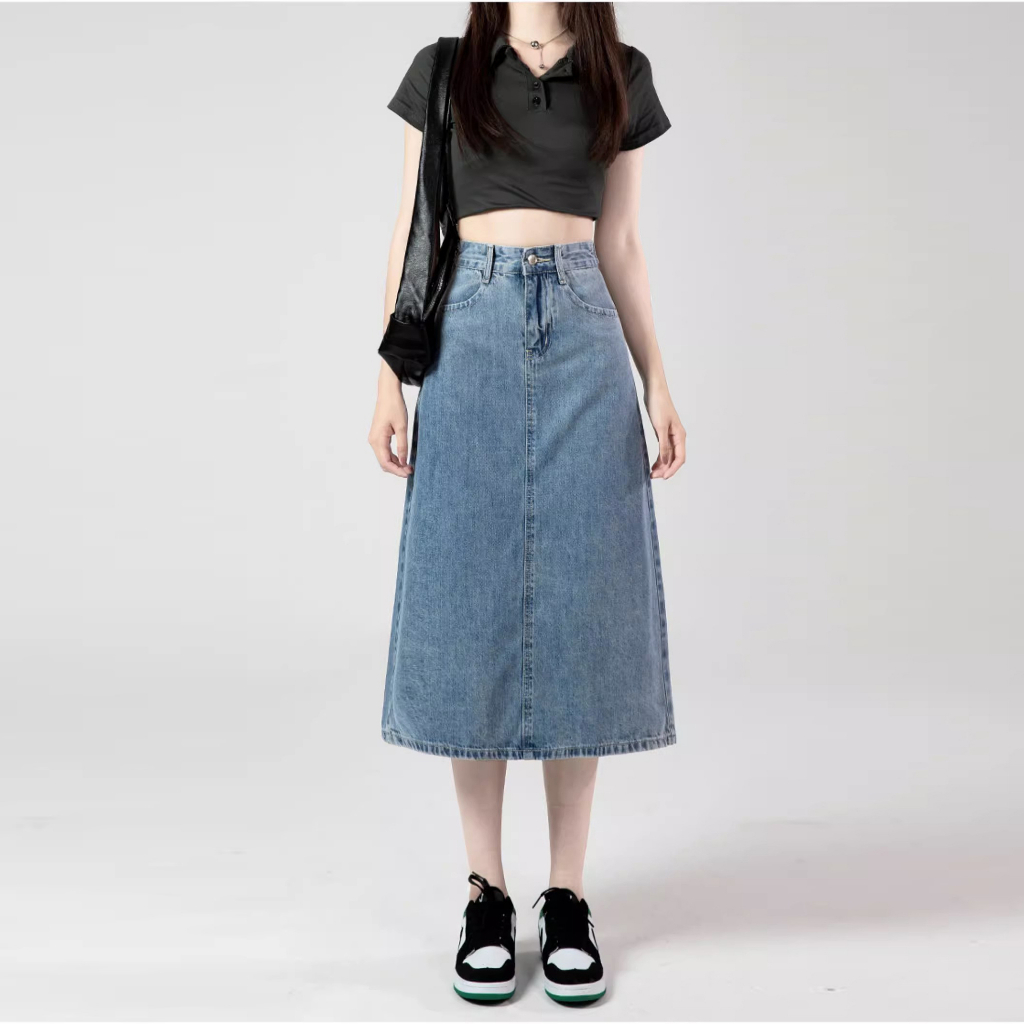 Jual Alice Rok-Highwaist Rok Jeans Wanita / Kekinian Fashion Split ...