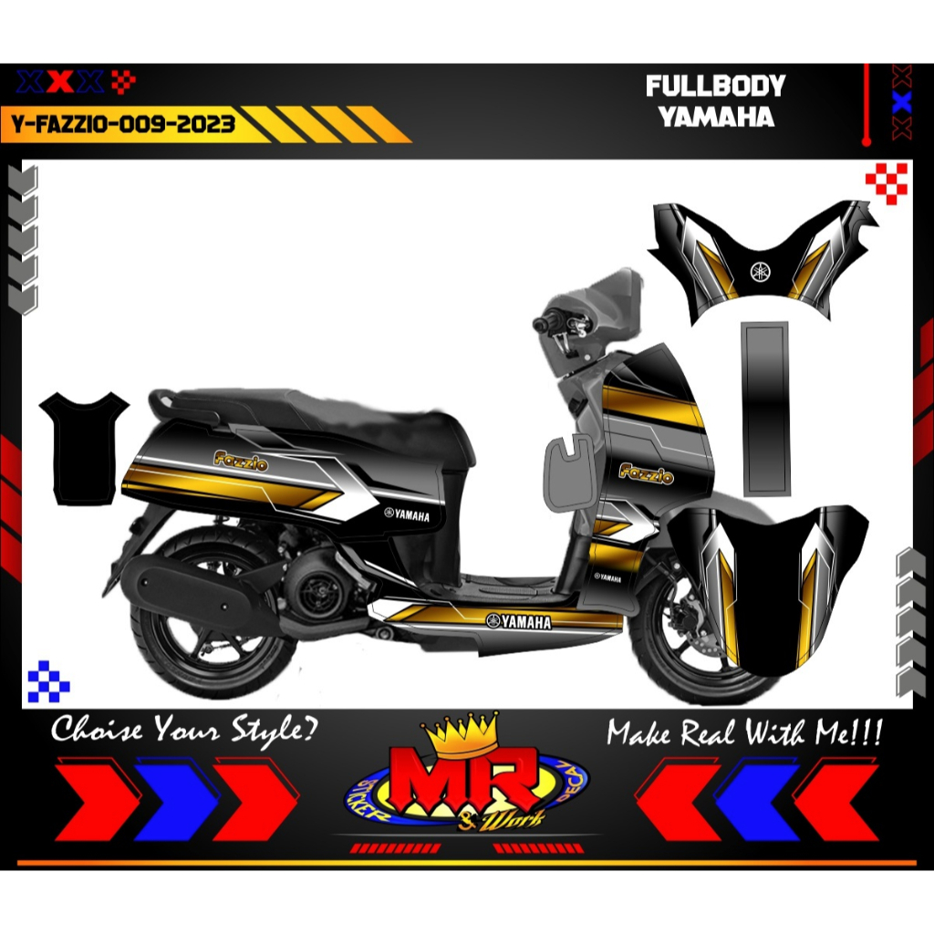 Jual Decal Wrapping Motor Yamaha Fazzio Fullbody Decal Sporty Racing ...